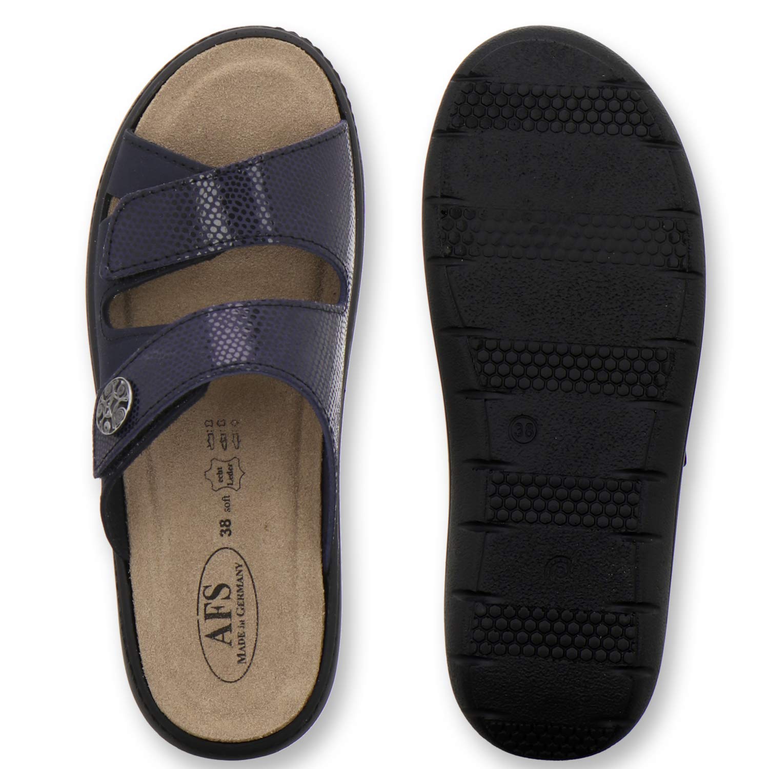 AFS-Schuhe 2808, comode pantofole da donna in pelle, pratiche scarpe da lavoro con plantare intercambiabile, comode pantofole