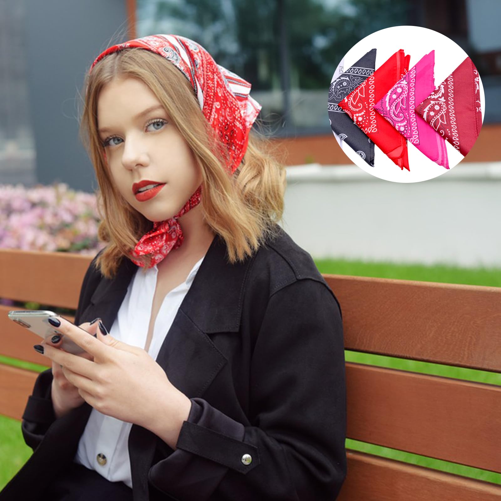 12 sztuk bandany damskie, 55x55cm chustka na głowę męska, kwadratowa bandana męska z poliestru, 12 kolorów paisley bandana chustka na szyję, dla dorosłych i dzieci