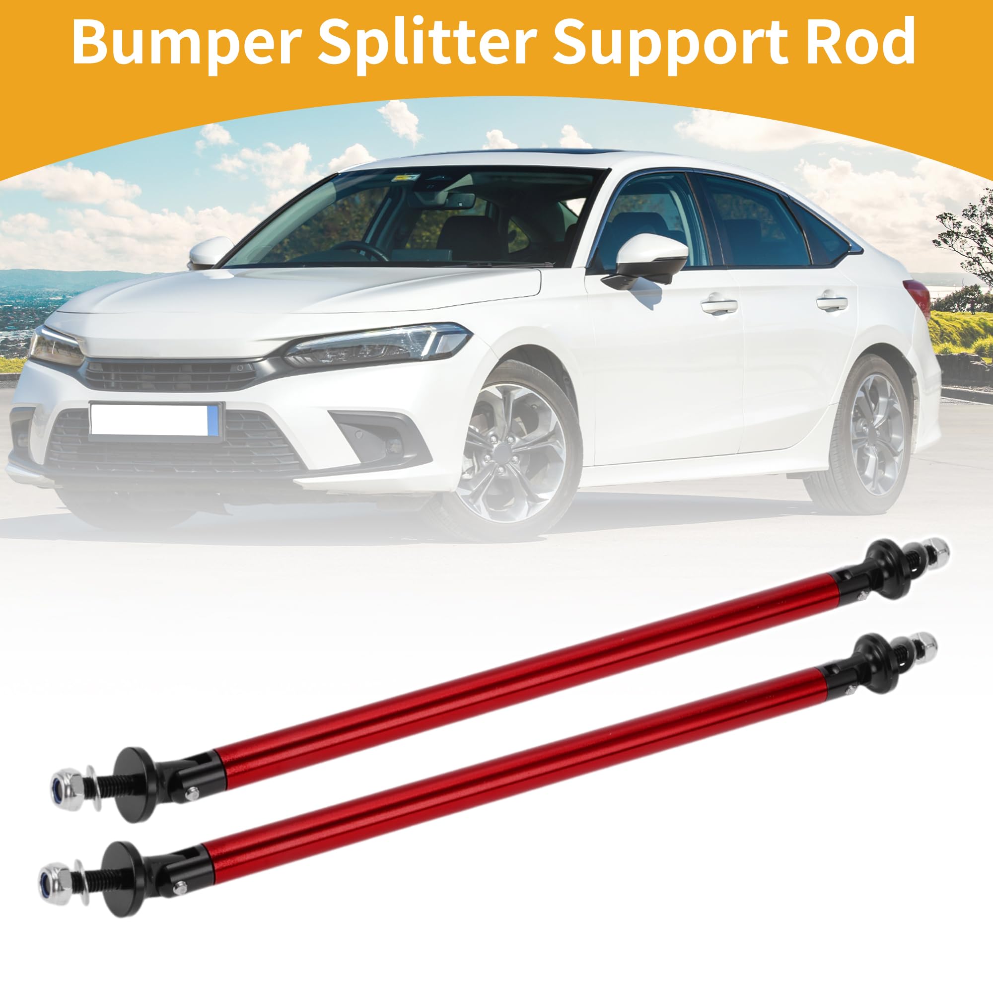Barras Refuerzo Ajustables para Divisor Parachoques 2Pcs Rojo | Aleación De Aluminio, 200Mm, Universal Para Coche Suv Camión, Requiere Perforación De Agujeros