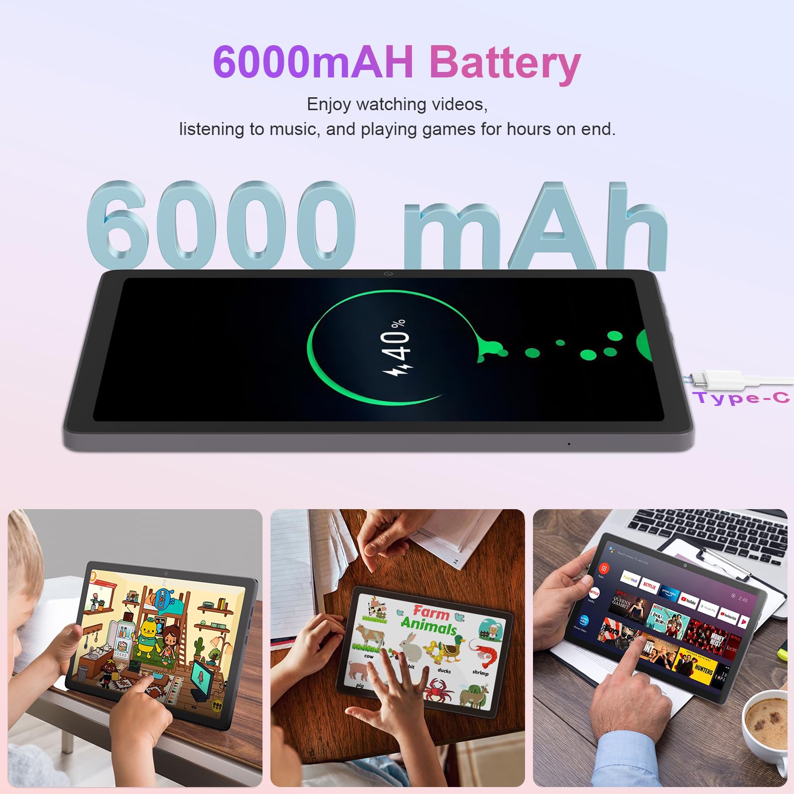 C idea 10.51" Tablet, Android 14 Tablet, FHD 1200 * 1920, 8GB RAM 128GB ROM (TF TB), doppia fotocamera 13 MP + 5 MP, WiFi 2.4/5G, Bluetooth, batteria da 6 ore, perfetto come regalo (grigio)