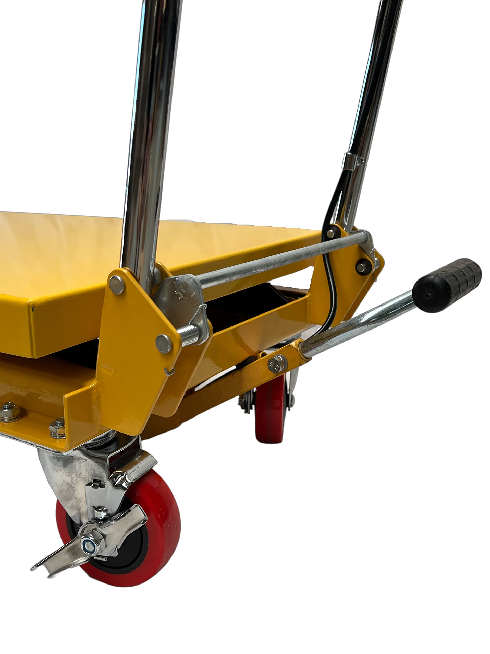 Kraftwelle 150 kg capacità di carico tavolo sollevatore idraulico a forbice carrello elevatore mobile carrello da sollevamento carrello piattaforma ponte sollevatore con 4 ruote in poliammide giallo