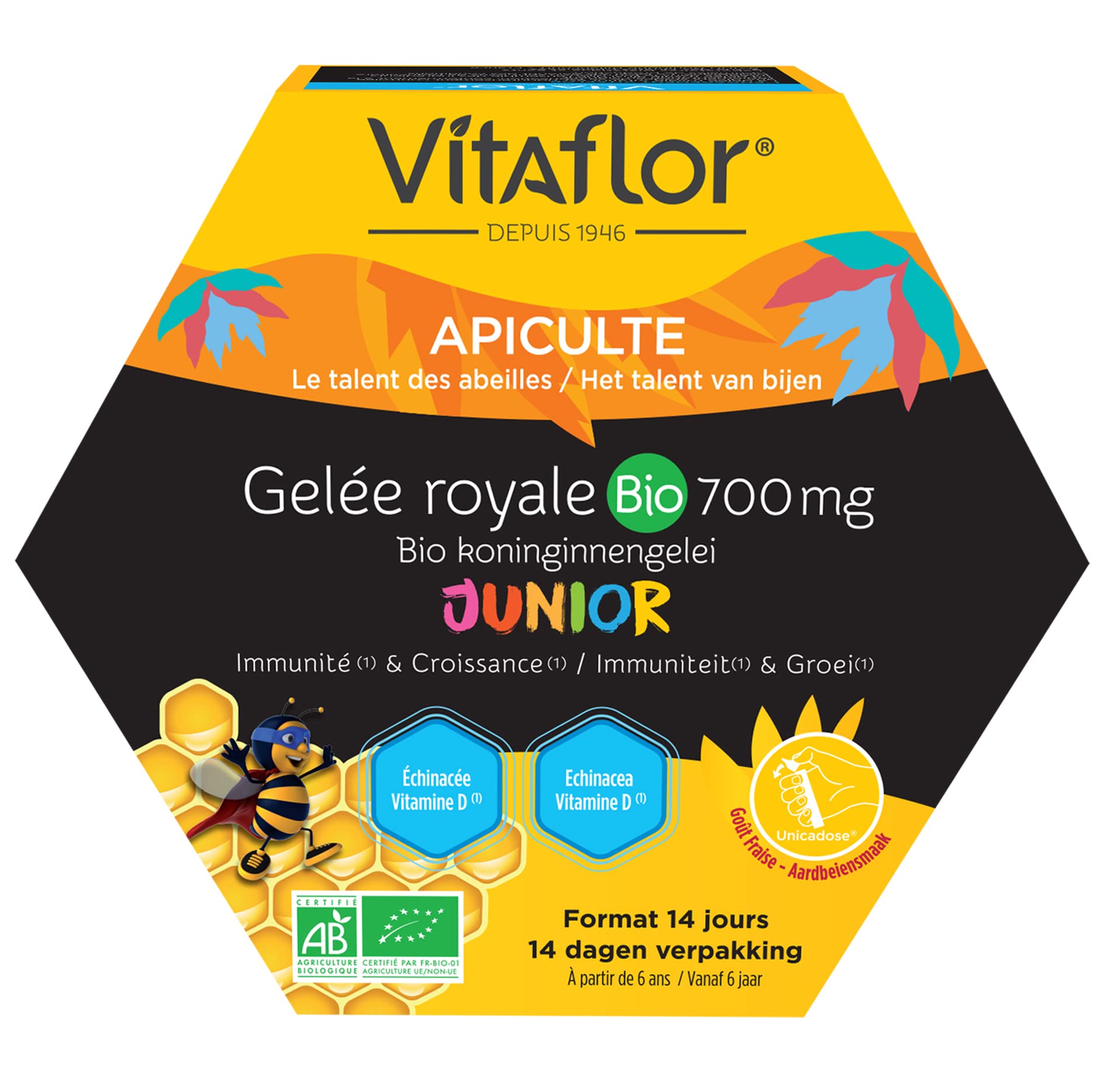 Vitaflor gelée royale bio 700 mg junior 14 unicadoses