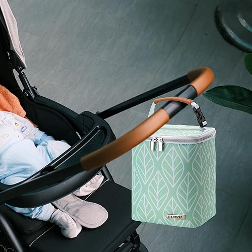 Miniatura 7 de Bolsa enfriadora de leche materna con bolsa de hielo para 4 biberones de hasta 9 onzas, bolsa para biberones para madres lactantes, color verde