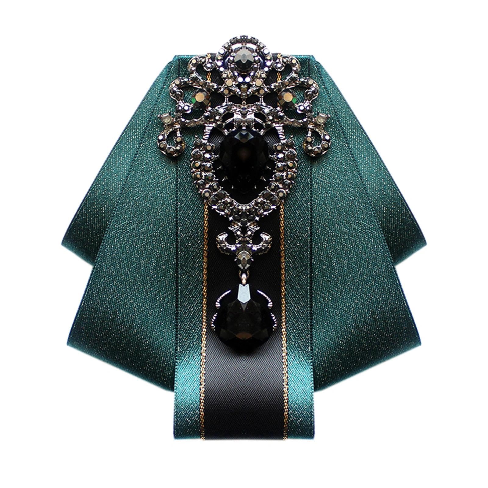 Bow Ties for Men Wedding Suit Banquet Dress Fashion Silk Solid Pre-Tied Crystal Brooch Pins Bow tie