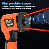 Vista 6 de MESTEK Pistola de temperatura de termómetro infrarrojo -40℉~2912℉, termómetro de alta temperatura con sonda de termopar, pistola termómetro láser