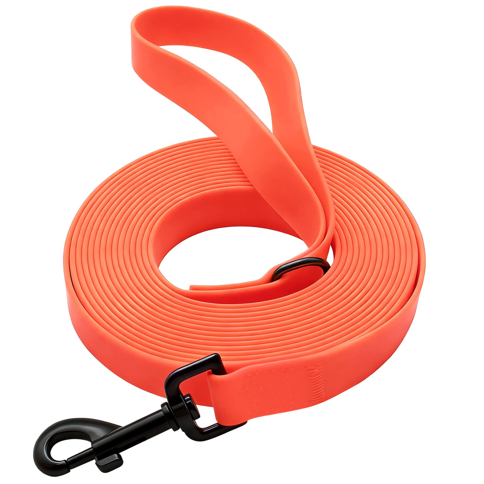 Waterproof Recall Lead for Dogs, 3 m/5 m/10 m/15 m, Tear-Resistant Dog Lead, Tear-Resistant Training Lead with Robust Carabiner for Large to Small Dogs (Orange, 10 m)
