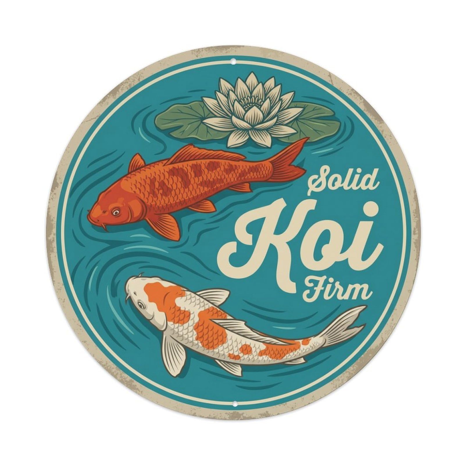 Metal Tin Sign Koi Fish Soft Gentle Tender Mild Japanese