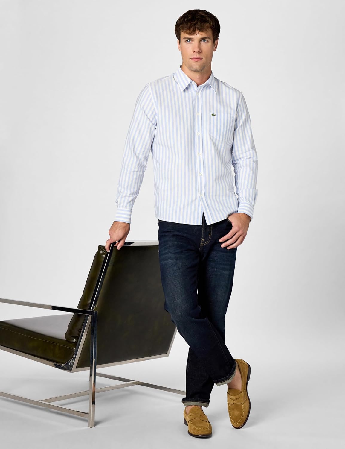 Lacoste Men's Regular Fit Striped Oxford Shirt