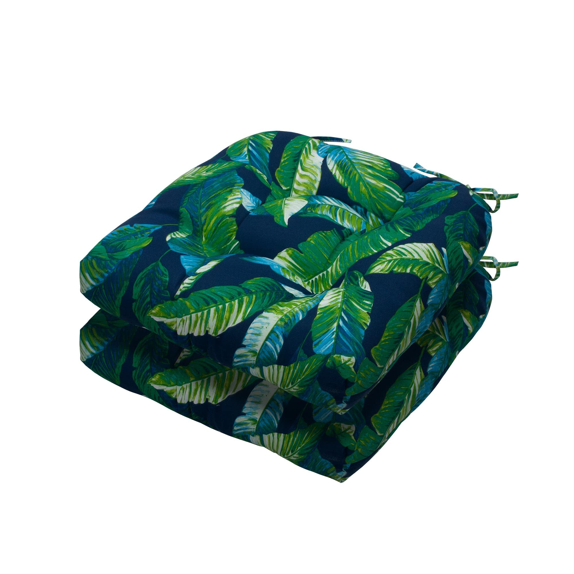 Photo 1 of ***USED - NO PACKAGING***
19"x19" Tufted Seat Cushion 2 Pack, U-Shaped Patio Cushions with Ties, Outdoor/Indoor Chair Pads Waterproof for Dining Garden Balcony Office -Green Lagoon Leaves A Green Lagoon Leaves