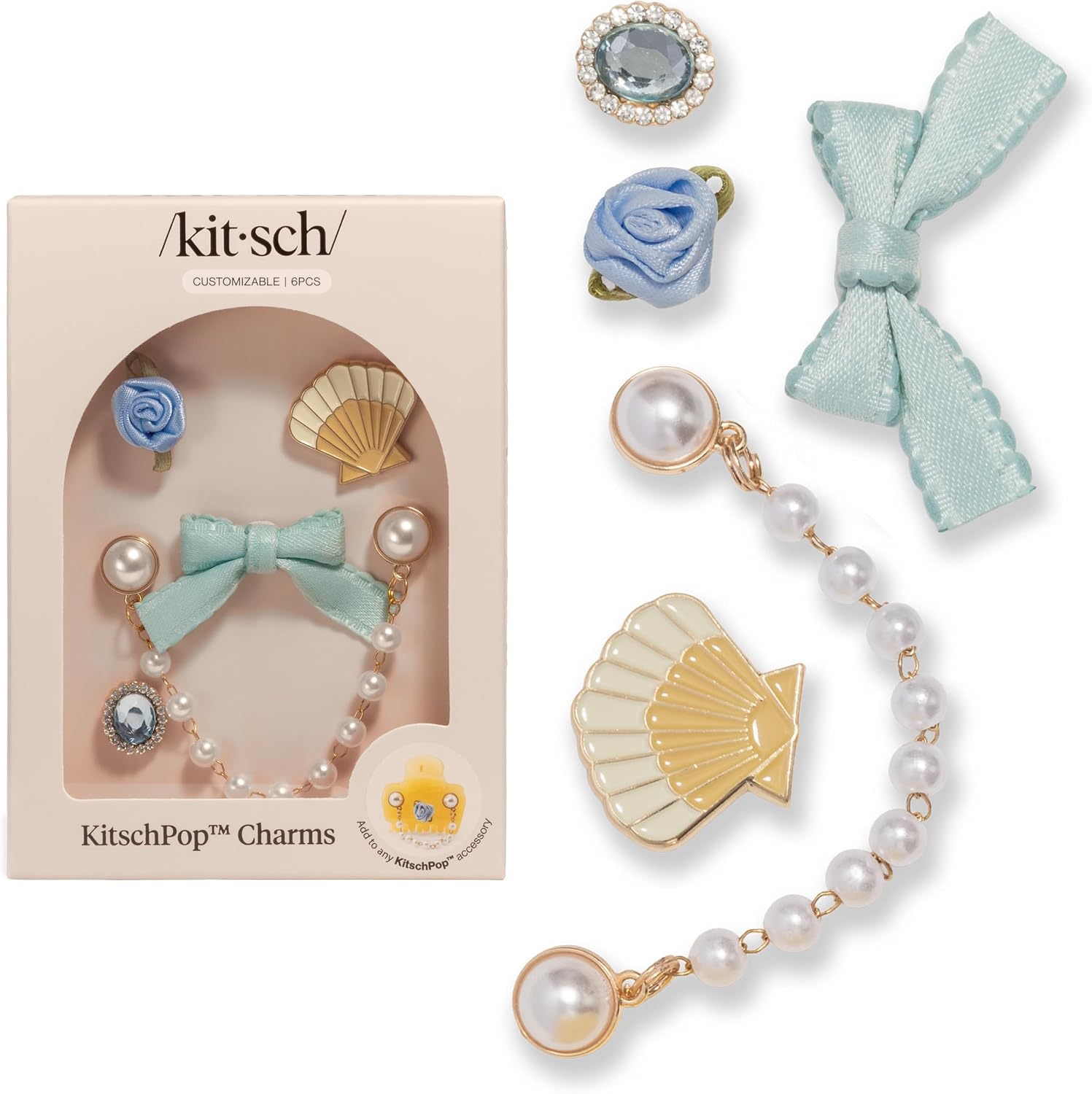 Kitsch KitschPop™Charm Sets – Interchangeable Charms For Hair Clips, Hair Brushes | Durable Assorted Cute Charms | Compatible with KitschPop™Hair Accessories