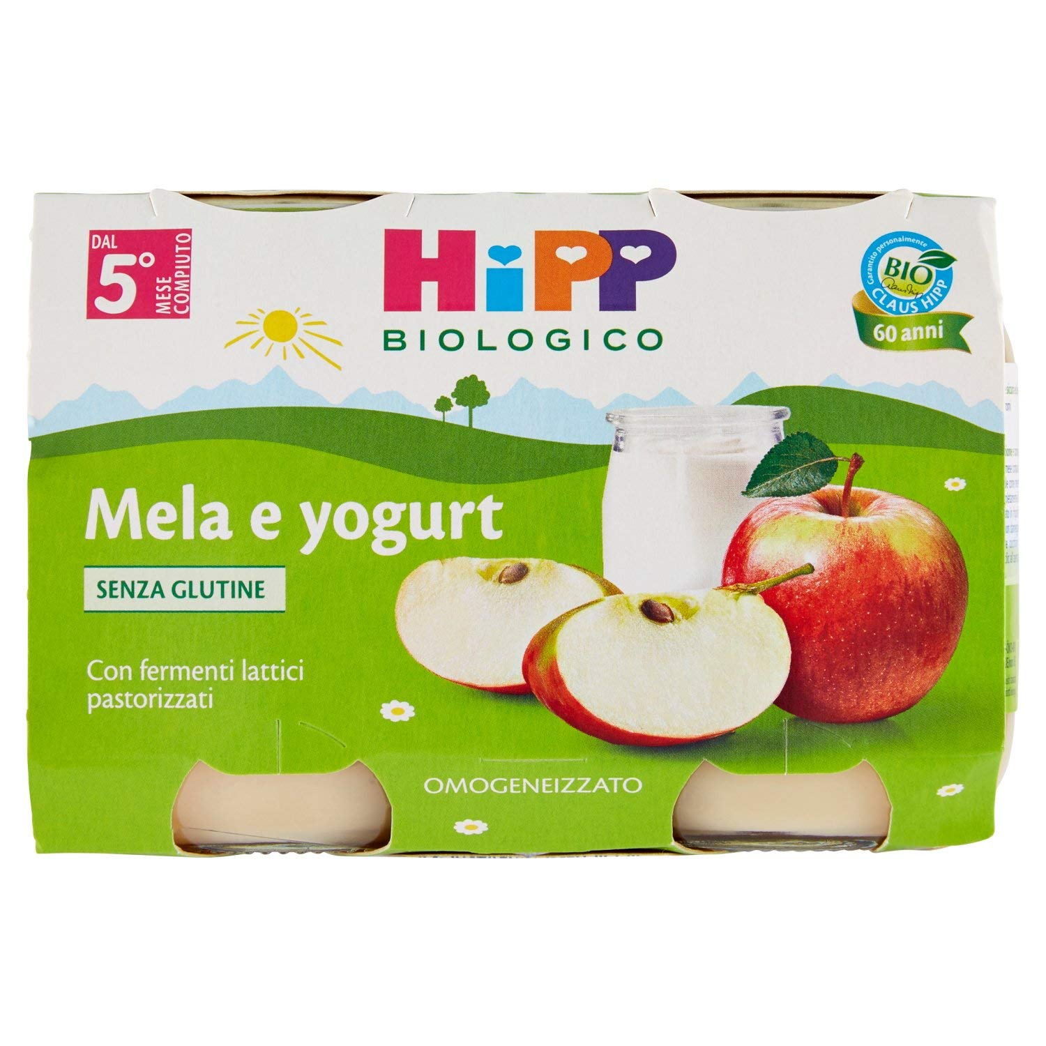 Homogénéisé Bio Mela Yogurt 125 Gr 2 Pezzi