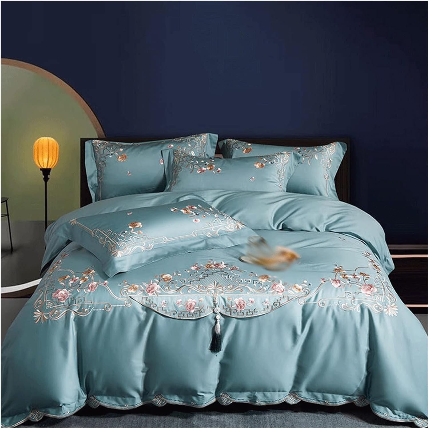 Patchwork Quilt Cover Satin Cotton Bedding Set Sheet Bedspread Pillowcase Bed Linings (Color : D, Size : 1.4 * 1.8m)