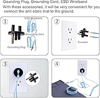 Vista 4 de Alfombrilla antiestática ESD segura para electrónicos, incluye pulsera ESD y cable de conexión a tierra, alfombrilla de reparación de soldadura
