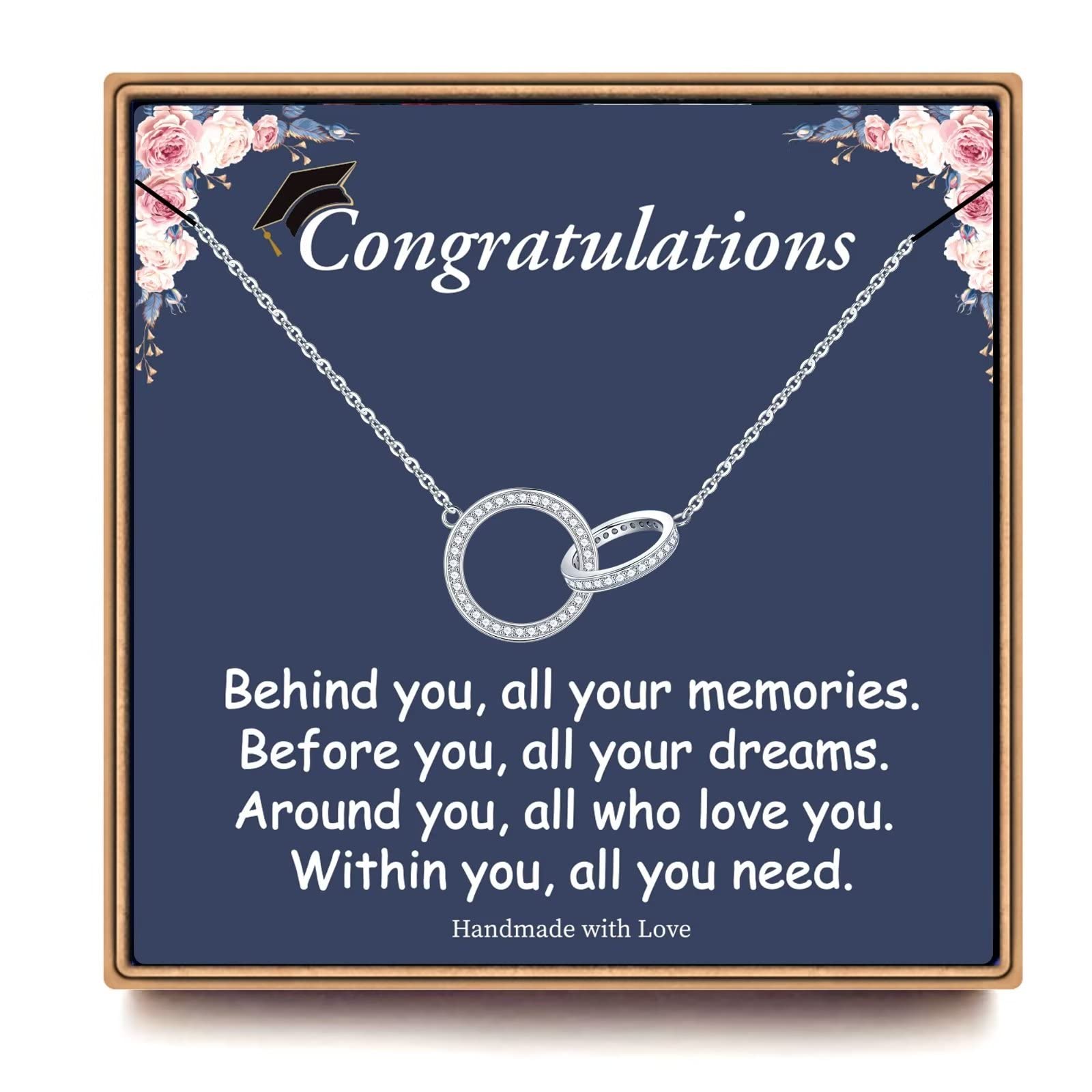 PAERAPAK 2026 Graduation Gifts for Her - Class of 2026 White Gold Plated Graduation Necklace, College School Graduation Necklace Gifts for Her Women