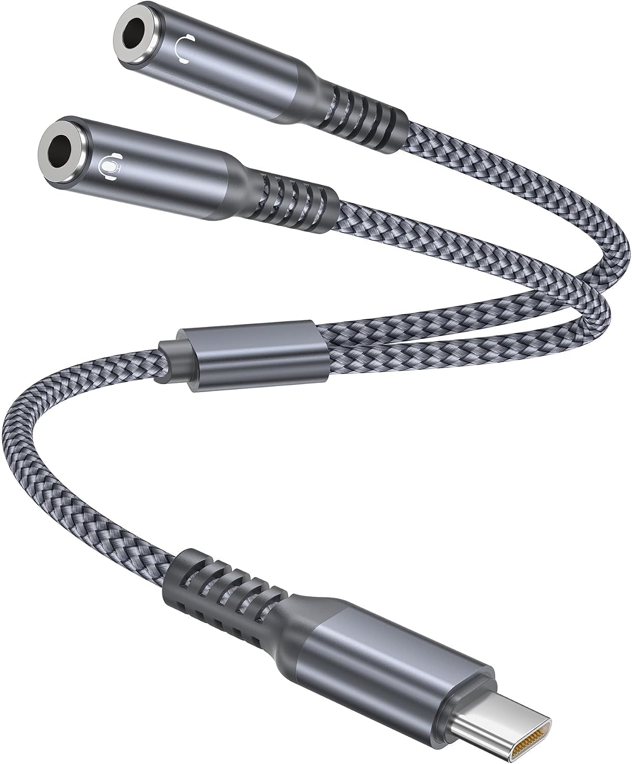 Elebase USB C Headphone Splitter 0.9FT,Type C to Dual 3.5mm Audio Adapter