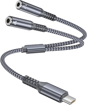 Elebase USB C Headphone Splitter 0.9FT,Type C to Dual 3.5mm Audio Adapter