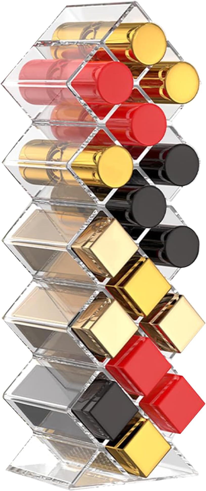Clear Acrylic Fish Shape Lipstick Organizer Tower, Lip Gloss Storage Holder Stand For 16 Sticks, Perfect Makeup Cosmetic Vanity And Dresser Display, Cosmetics, Transparent