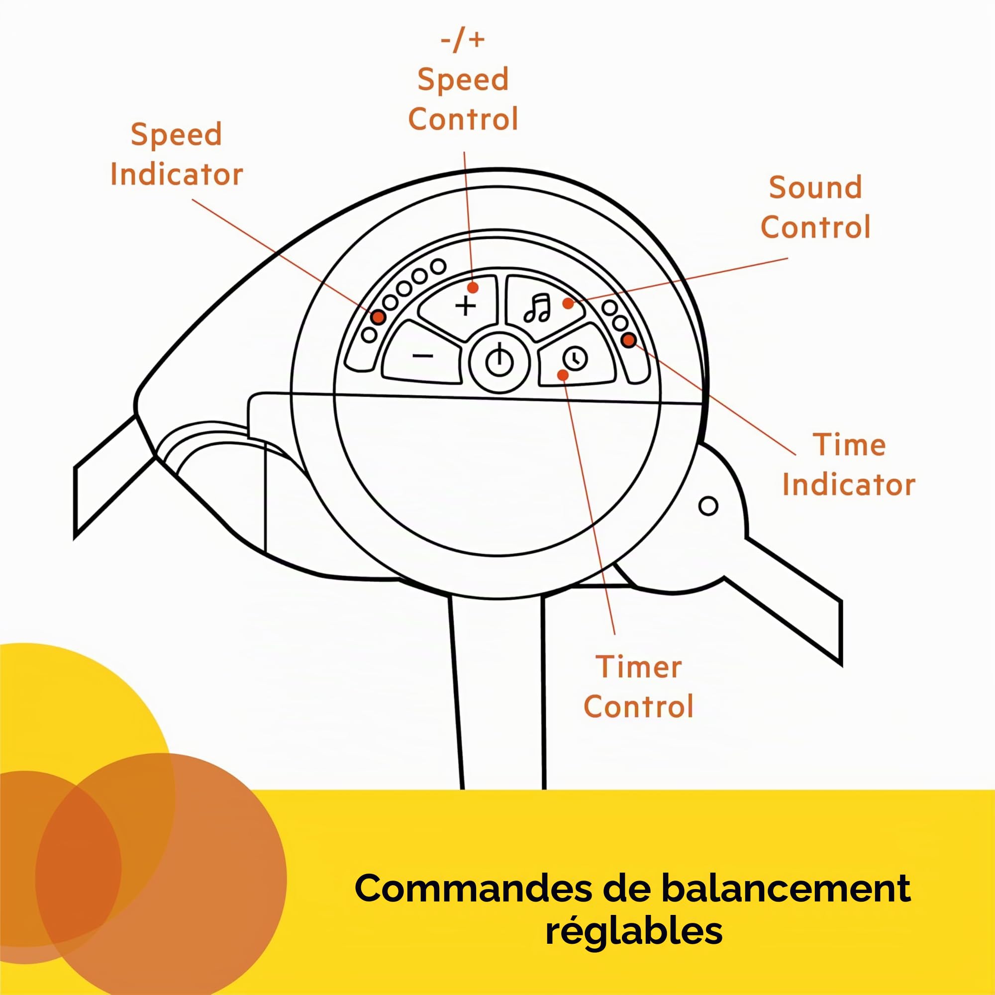 Bright Starts, Balancelle Compacte, Whimsical Wild, 6 vitesses de balancement, arche de jeu amovible avec 2 jouets interactifs, multicolore, dès la naissance à 9 kg