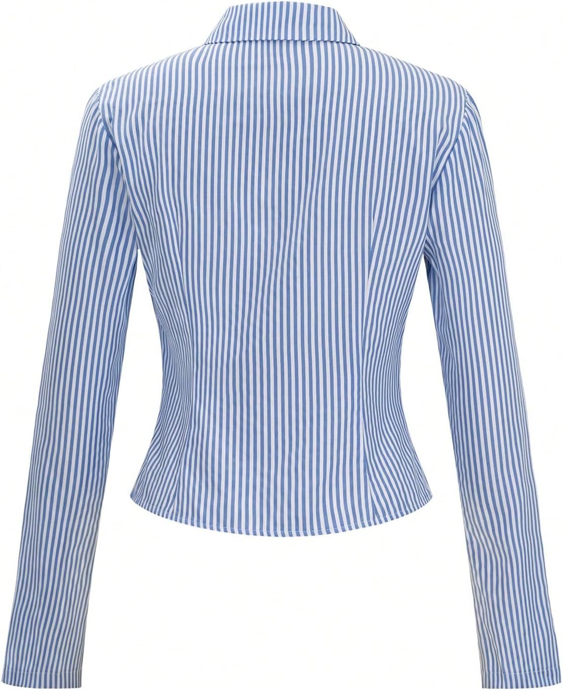 SweatyRocks Women's Striped Collar Long Sleeve Slim Fit Button Down Shirts Work Blouse - Image 7