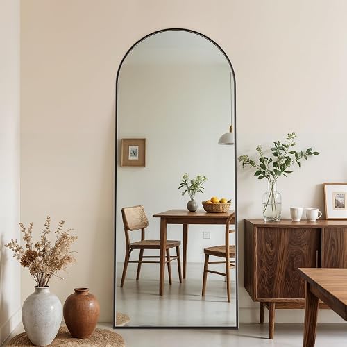 Novlux 58" x 18" Full Length Mirror, Arched Full Body Mirror Standing Mirrors Large Floor for Bedroom Bathroom Living Room, Black