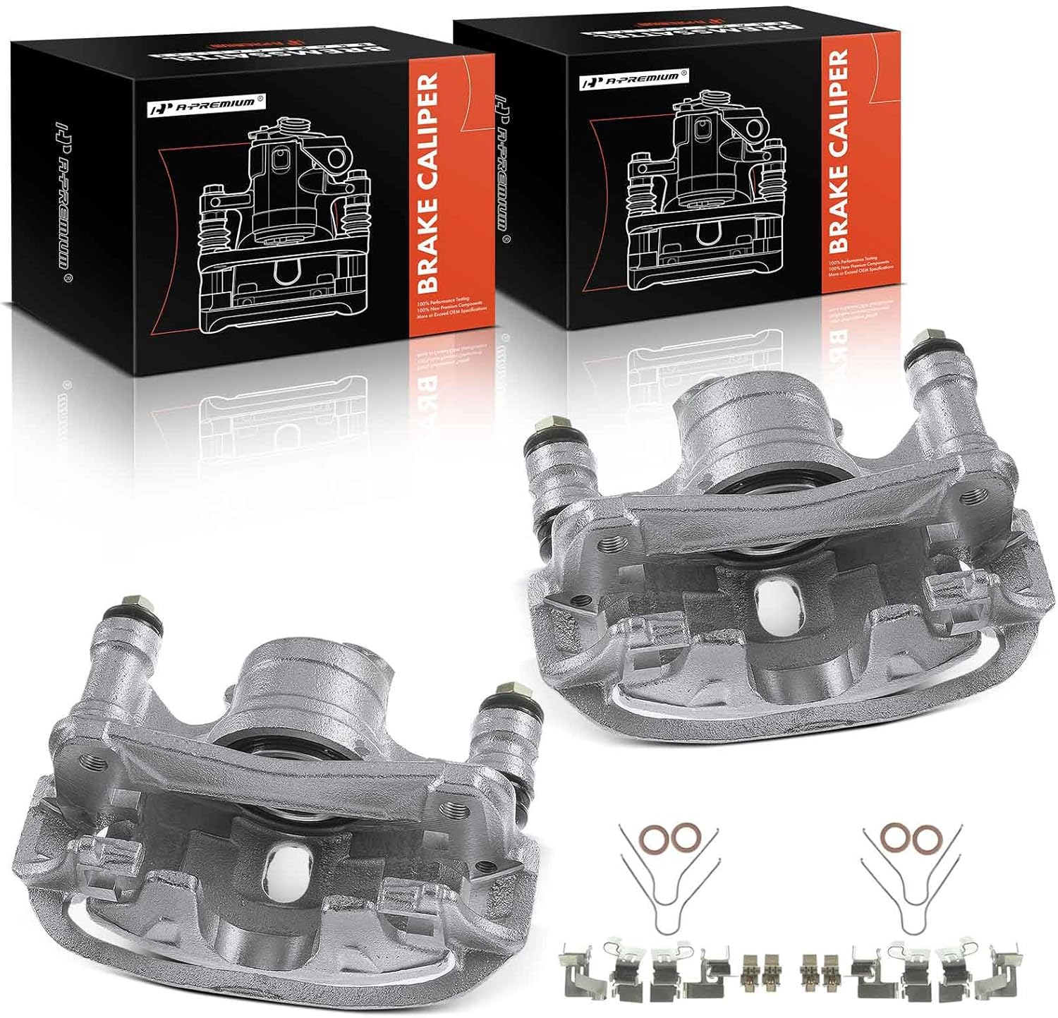 A-Premium Disc Brake Caliper Assembly with Bracket Compatible with Select Toyota Models - Paseo 1996-1999, Tercel 1991-1999, 1.5L - Front Driver and Passenger Side, 2-PC Set