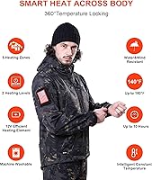 Vista 3 de DEWBU - Chaqueta térmica con batería de 12 V para invierno y exterior, con capa de calor eléctrica