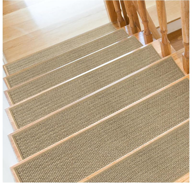 Stair Treads for Wooden Steps, Non-Slip Stair Runners Indoor,7-Piece Carpet for Stairs with PET Anti-Slip Material for Kids, Elders & Dogs, Machine Washable, Reusable &Comfortable