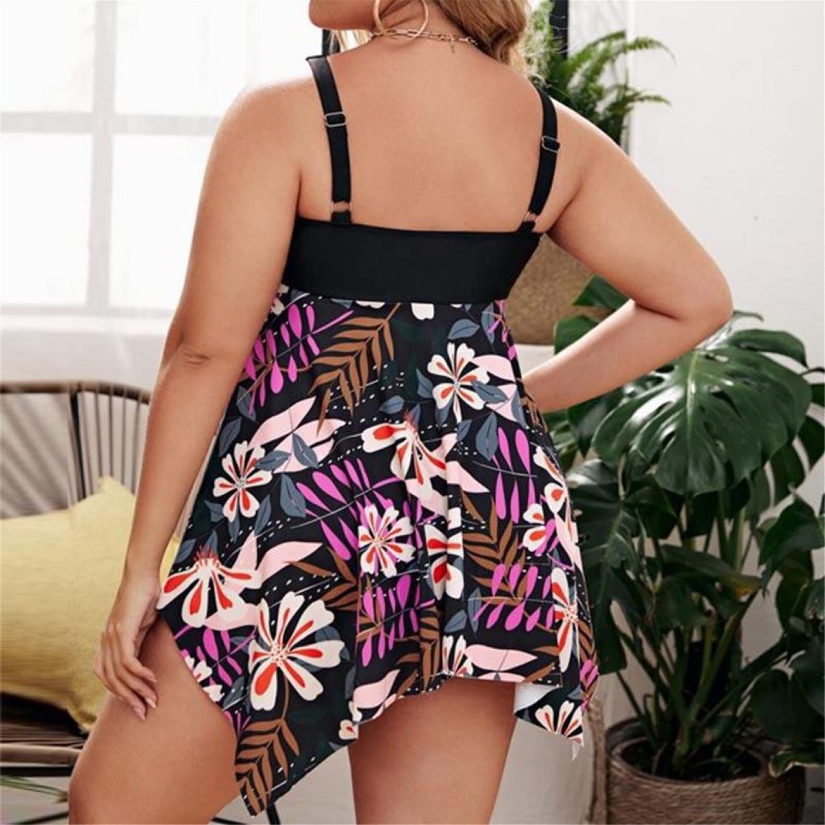 Mujer Traje de Baño Dos Piezas Conjunto de Bikini, Natación fluida for mujeres con pantalones cortos, estampados de hojas Disfraz de natación 2 piezas Tankini Tankini Top+ Bottom Set de talla de talla