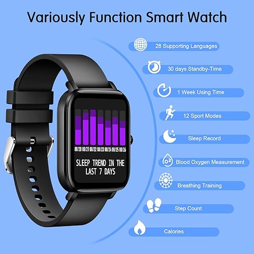 Miniatura 2 de GCBIG Smart Watch 169 Touch Screen Smartwatch for Android Phones Fitness Tracker with Heart Rate and Sleep Monitor IP68 Waterproof Pedometer Watch