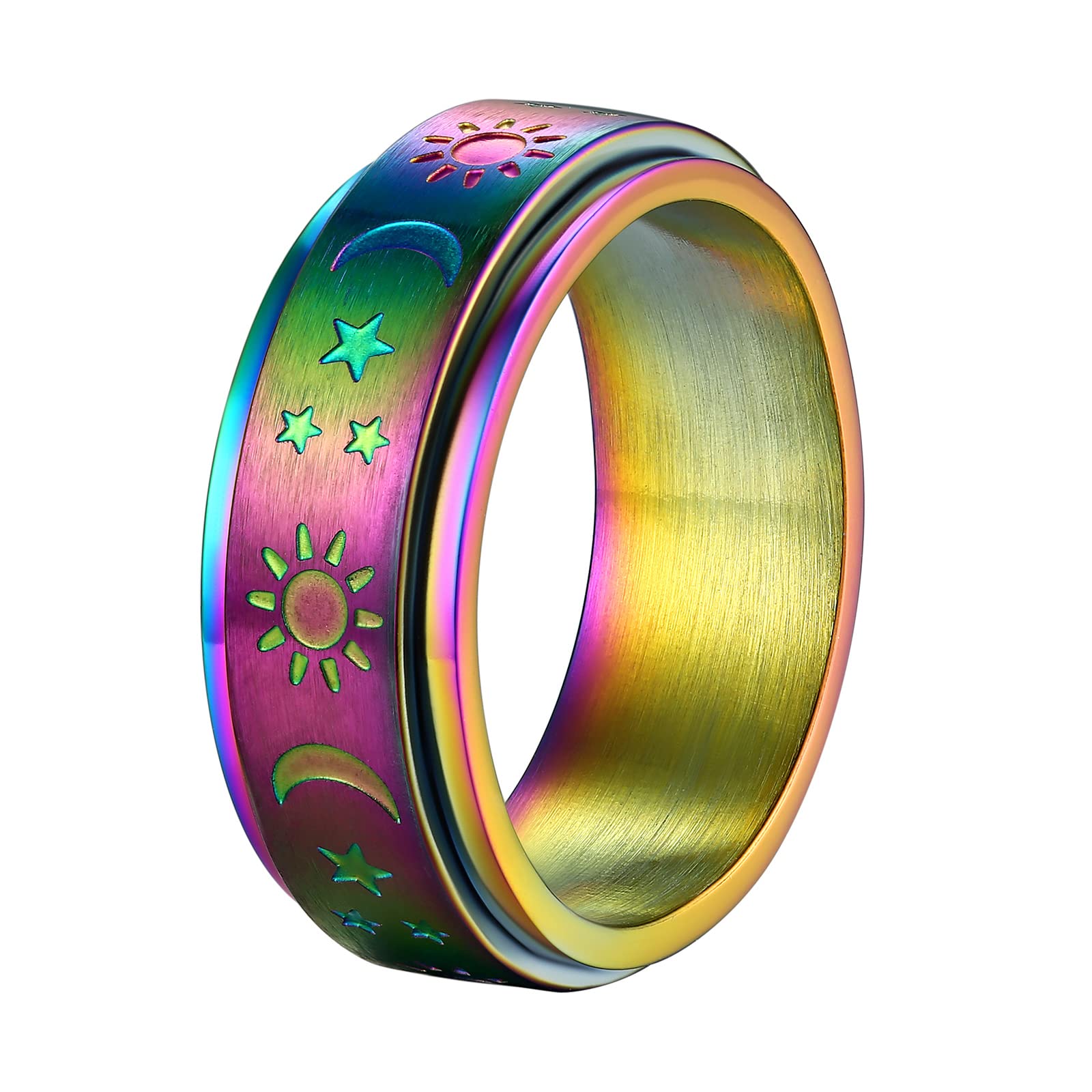 Supcare Men Women Fidget Ring,Nordic/Celtic/Moon Star Spinner Ring Jewelry Custom Name Ring Gifts for Christmas,Size 7-14 (with Jewelry Gift Box)