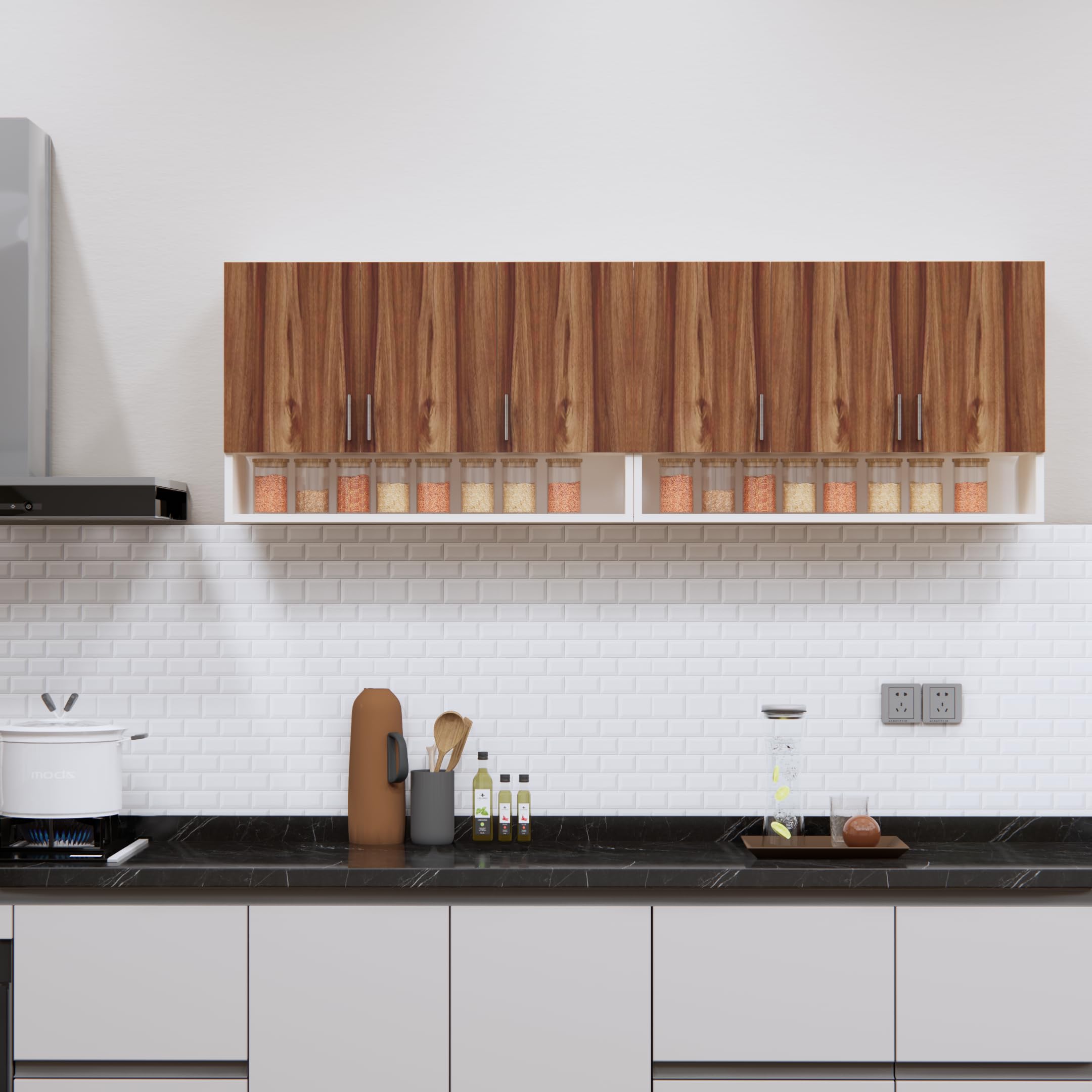 SPECIALITY PANELS 6 Door Modular Wall Mounted Kitchen Cabinet with Organizer Shelf Space Saving Storage Unit Durable Engineered Wood Cupboard for Kitchen Living Room Utility Organizer Furniture-picture-11