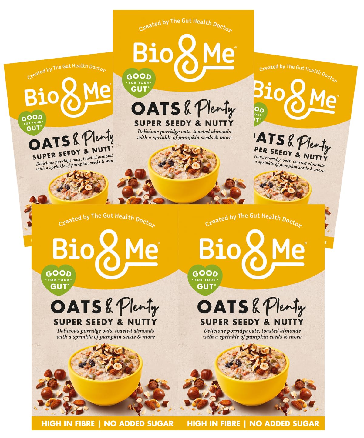 Bio&Me: Super Seedy & Nutty Gut-Loving Porridge 5-Pack (5 x 400g Total) / Vegan, No Added Sugar, High Fibre, Breakfast