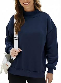 Mock Neck Sweatshirt Women Trendy Turtleneck Tops Fleece Lined Pullover Loose Long Sleeve 2025 Fall Outfit