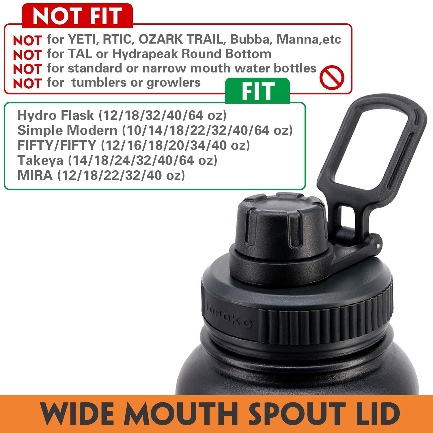 VICKNIY Auto Spout Lid For Wide Mouth Water Bottles – One-Hand Open, Leakproof, Fits 32oz 40oz 64oz 128oz Insulated Bottles - View #12