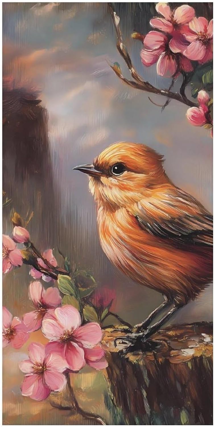 Oil Painting Bird and Flowers Bath Towels Quick Dry Pool Bathroom Beach Towel Yoga Towel for Hotel Guest Spa Gym 160x80cm