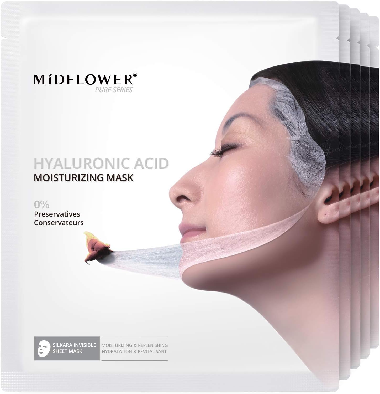 5pack Hyaluronic Acid Moisturizing Mask No Preservatives Hydration Moisturizing Replenishing