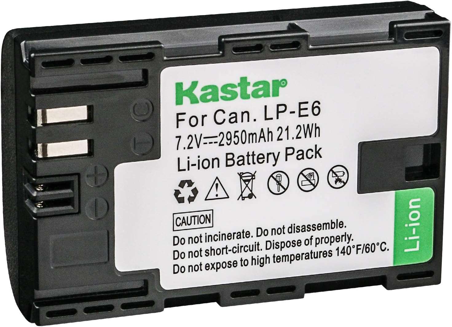 Kastar LP-E6 Camera Battery Replacement for Canon EOS 5D Mark II, 5D Mark III, 5D Mark IV, 5DS, 5DS R, 6D, 6D Mark II, 7D, 7D SV, 7D Mark II, 60D, 60Da, 70D, 80D, 90D, XC10, XC15, Canon LP-E6N, LC-E6E