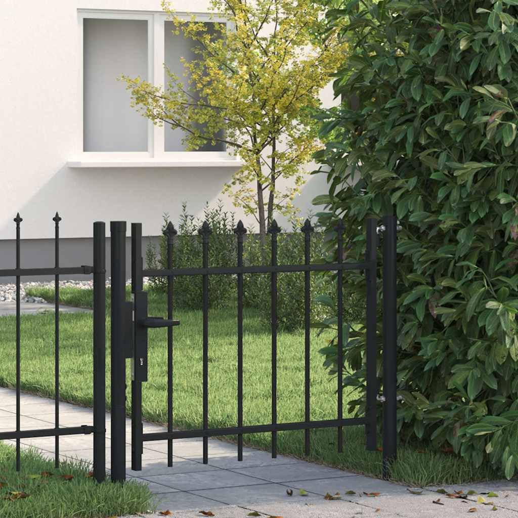 Puerta Cerca Jardin 100x75 cm Acero Punta Lanza | Revestimiento en polvo antioxidante, bisagra con bloqueo rapido, incluye postes y 3 llaves