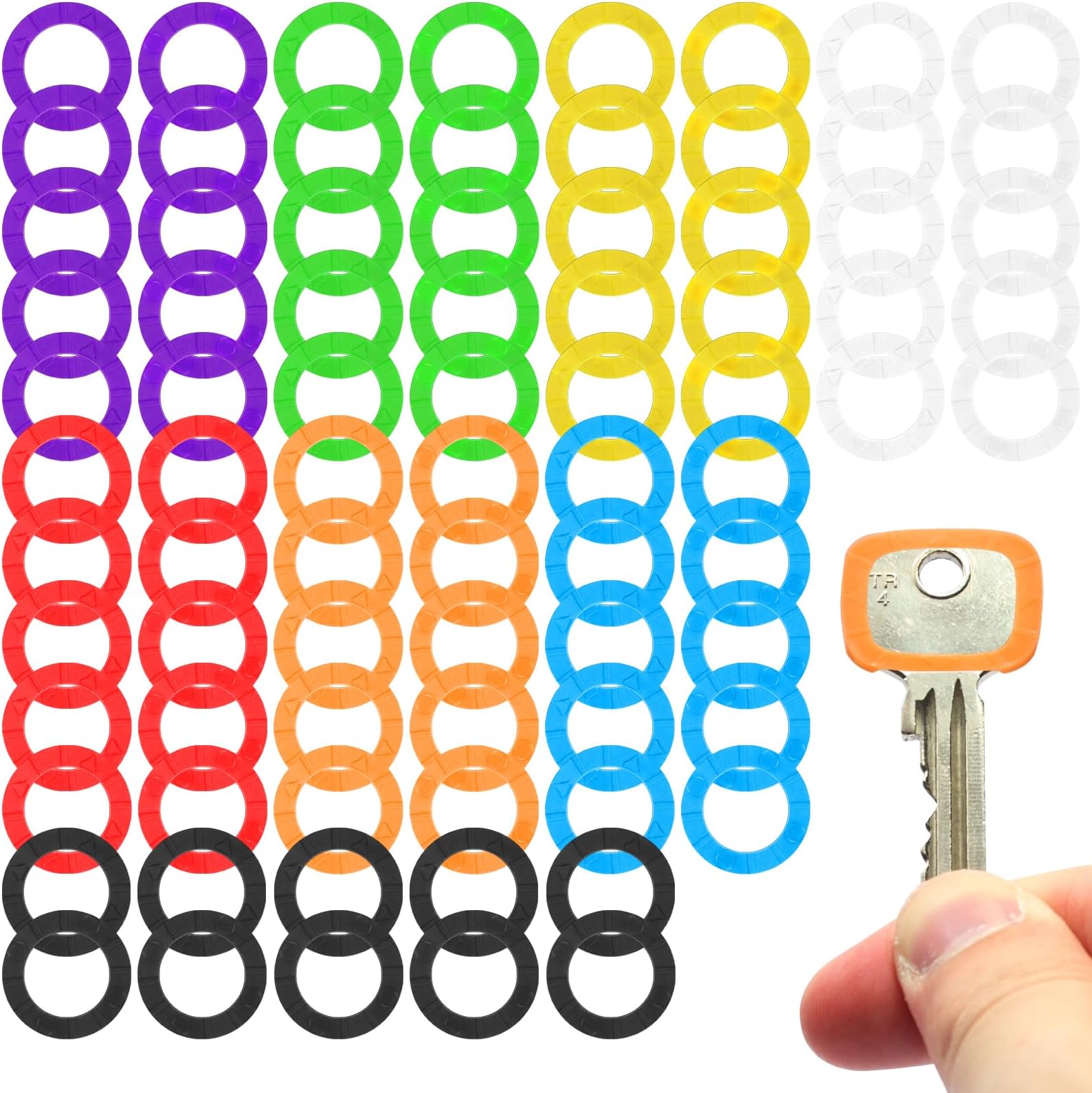 80pcs Key Caps Tags, Plastic Key Identifier Rings, Key ID Rings, Upgraded Material Strong Toughness in 8 Colors