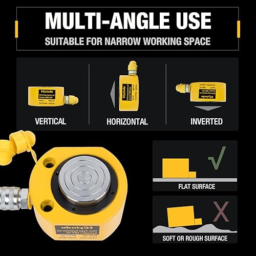 Vista 4 de Kit de gato hidráulico de cilindro hidráulico de perfil bajo 10T FPY-10 0.43 pulgadas carrera + CP-180 400cc bomba manual hidráulica manual Kit