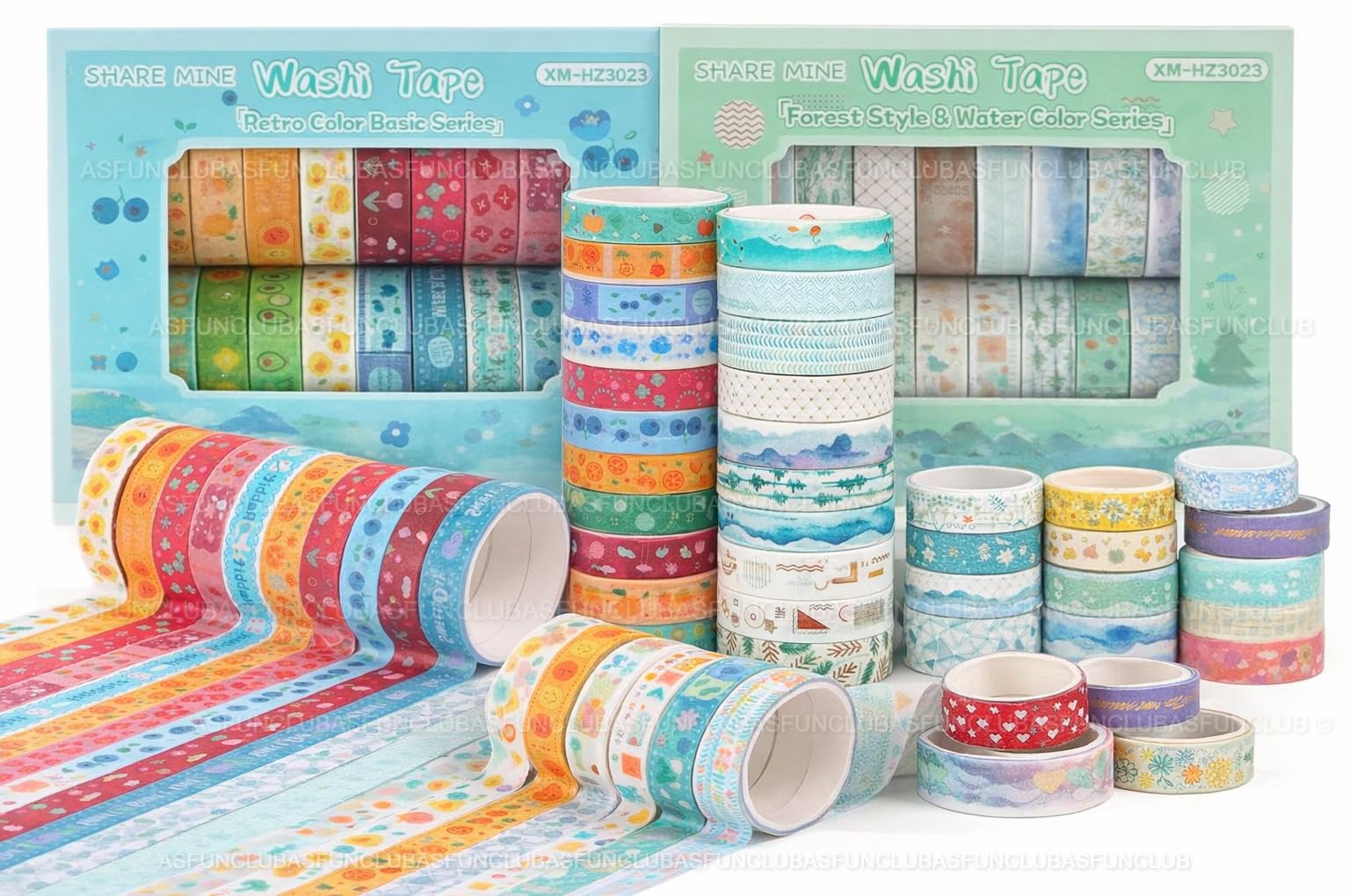 ASFunClub Kawaii Washi Tape Set Cute Washi Tape Decorative Japanese Masking Paper Tape for Scrapbooking DIY Crafts Arts Bullet Journal Planners Return Gift Set Stationary Items Stationary set-40pc-image-22