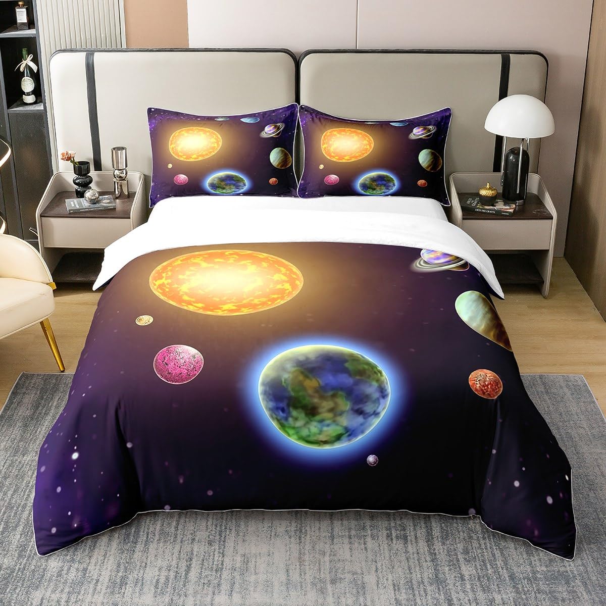 Housse de couette 200x200 planète, le cadeau parfait pour une chambre d'enfant originale