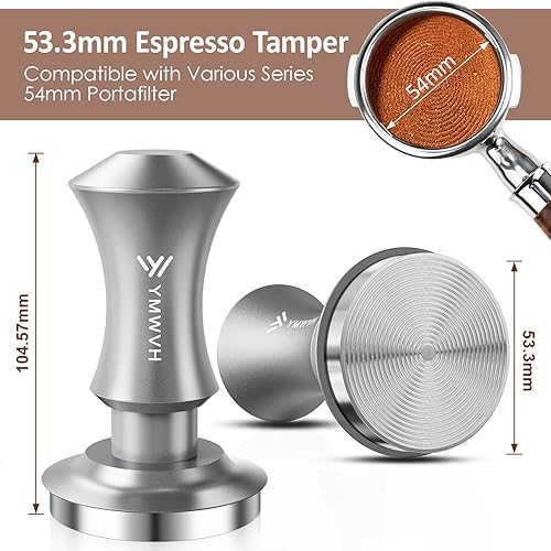 Miniatura 2 de Premium Barista Espresso Tamper Silver con doble resorte cargado 100% acero inoxidable, constante 30 libras, compatible con portafiltros Breville de