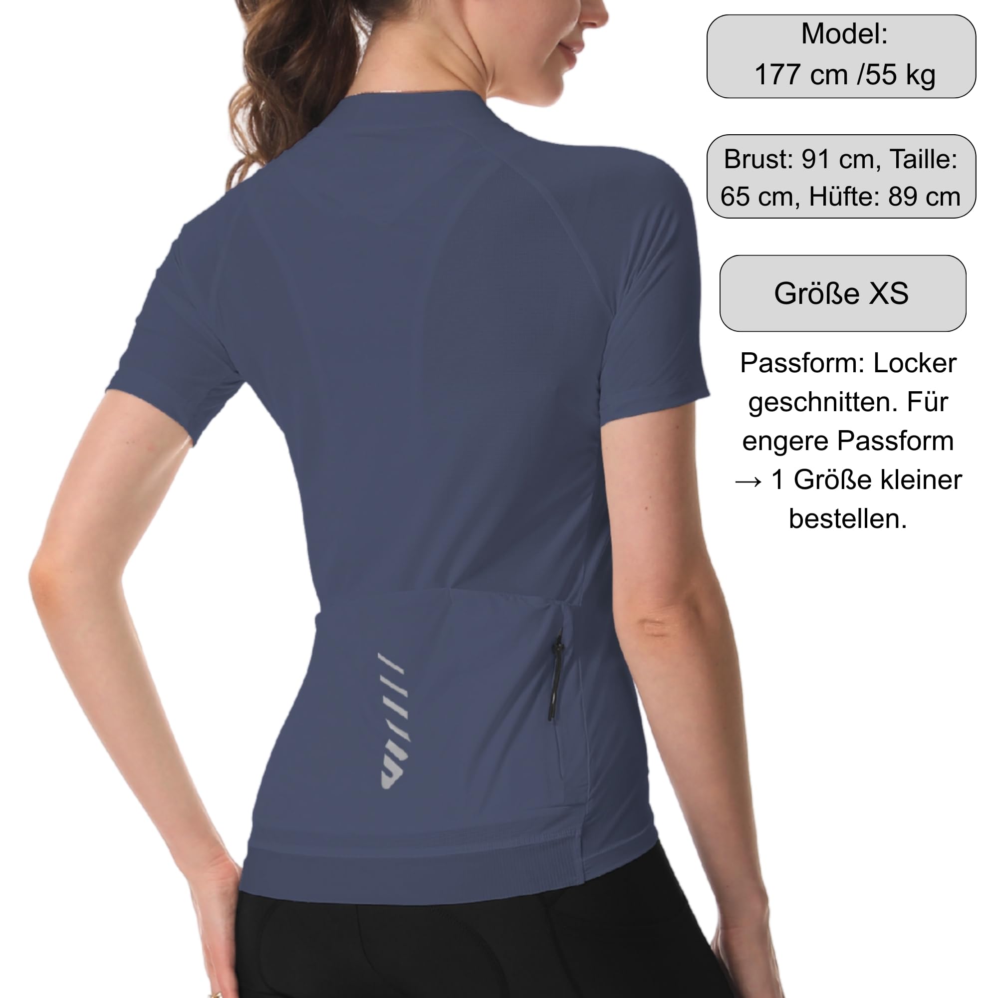 Wulibike Radtrikot Damen Halbe ReißVerschluss Fahrradshirt Mountainbike Fahrradtrikot Atmungsaktiv Rennrad Trikot Kurze äRmel Frauen Fahrrad Shirt 4 Tasche
