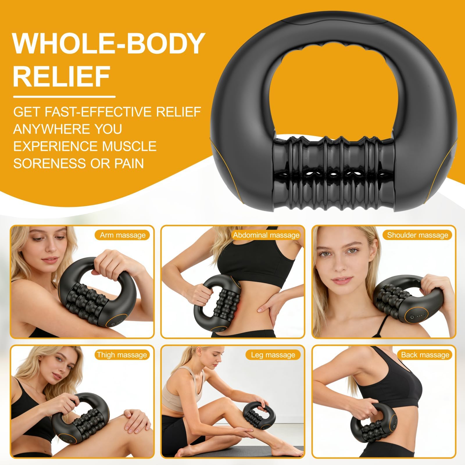 Marvixor Sculpt Roller, Electric Handheld Rolling Massager with 3-Speed Rolling, Smart 6 Rod Bionic Electric Massage Roller for Arms, Legs, Back, Shoulders, Body