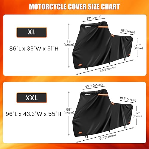Miniatura 6 de Funda de motocicleta 420D resistente para modelos Touring Harley Davidson Road King, impermeable, al aire libre, lluvia, UV, polvo (2XL)