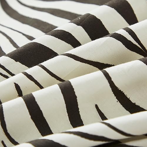 Miniatura 8 de FADFAY Juego de funda de edredón de cebra, tamaño Queen, 100% algodón, estampado de animales en blanco y negro, 3 piezas con cierre de cremallera y