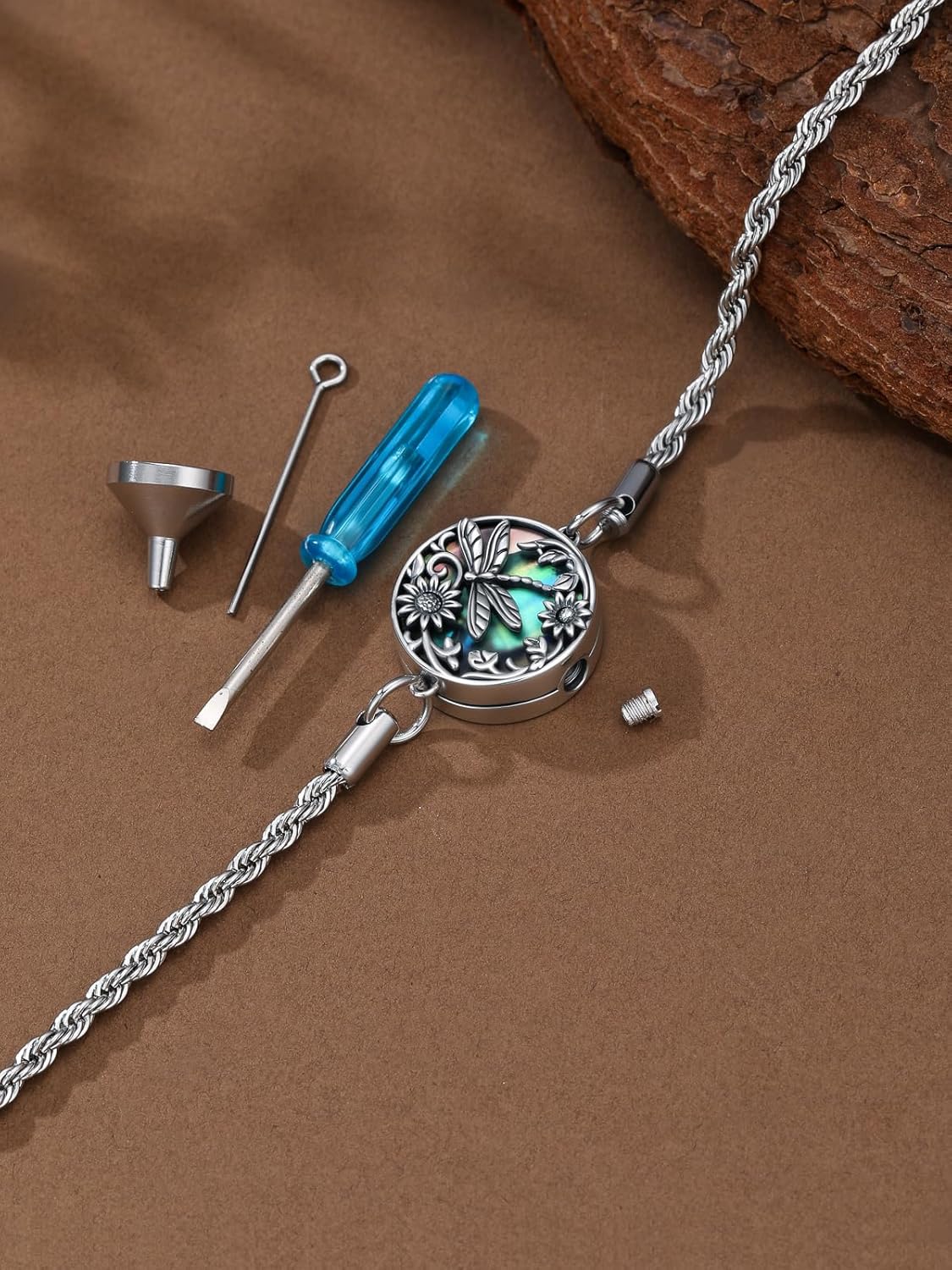 Tree of Life/Compass Bracelet 925 Sterling Silver Adjustable Abalone Ashes Jewelry Gifts for Women