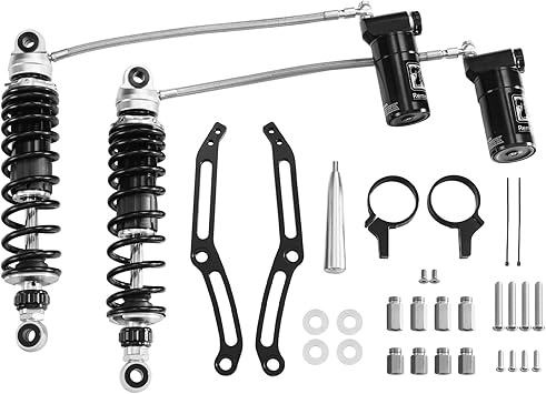 XFMT Motorcycle Adjustable Remote Reservoir Shock Rear Suspension Shocks For Harley Touring Road King Street Glide Road Glide Electra Glide Ultra Limited 2014-Later