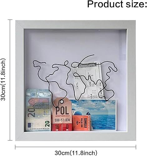 Miniatura 7 de huxihom Caja de viaje para recuerdos, caja de archivo de aventura, marco de caja de sombra pequeña, caja de sombra de viaje con mapa de ranura, caja
